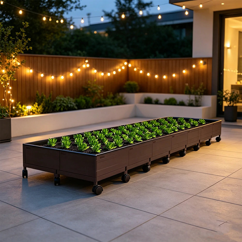 SOLARA Heavy Duty Raised Garden Bed Reinforced PP Outdoor Planter Box 336L for Balcony Patio Garden - Black