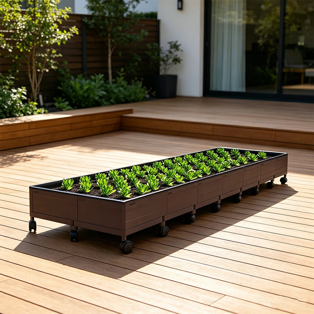 SOLARA Heavy Duty Raised Garden Bed Reinforced PP Outdoor Planter Box 336L for Balcony Patio Garden - Black