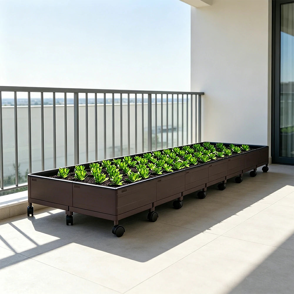SOLARA Heavy Duty Raised Garden Bed Reinforced PP Outdoor Planter Box 336L for Balcony Patio Garden - Black