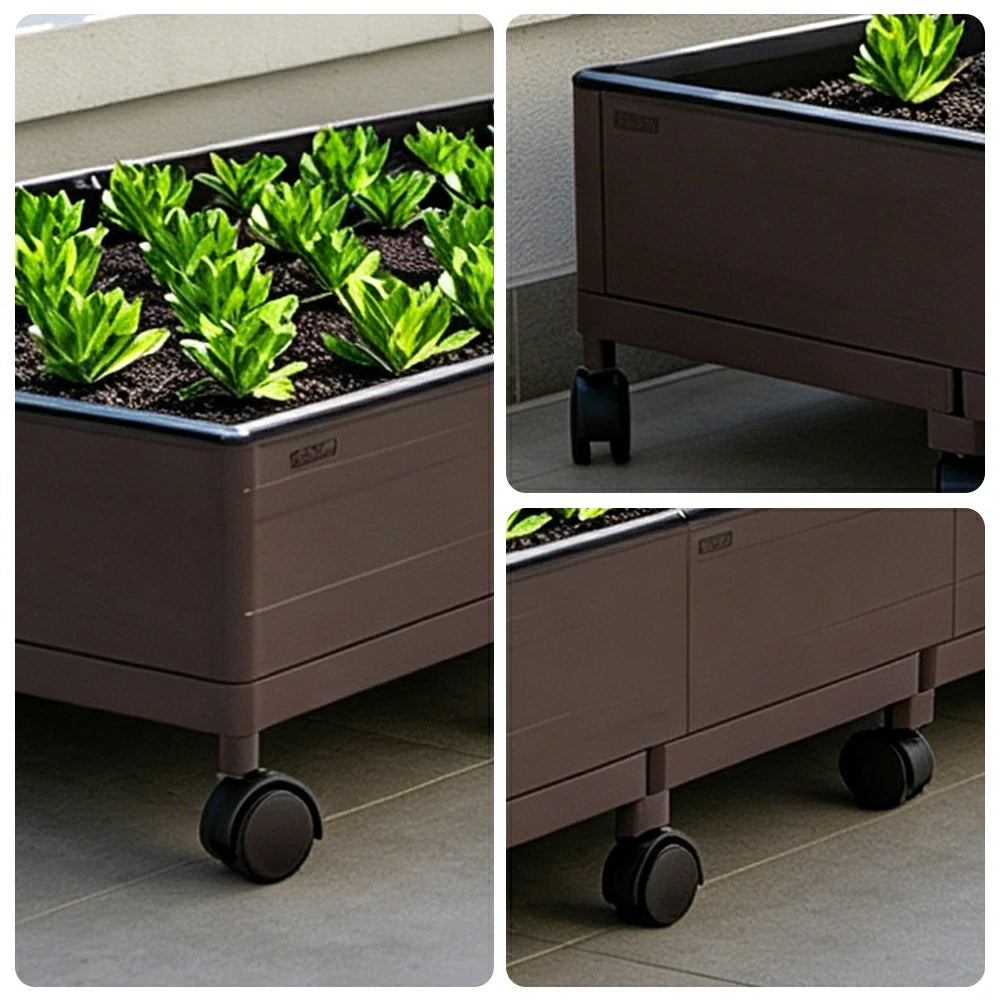 SOLARA Heavy Duty Raised Garden Bed Reinforced PP Outdoor Planter Box 336L for Balcony Patio Garden - Black