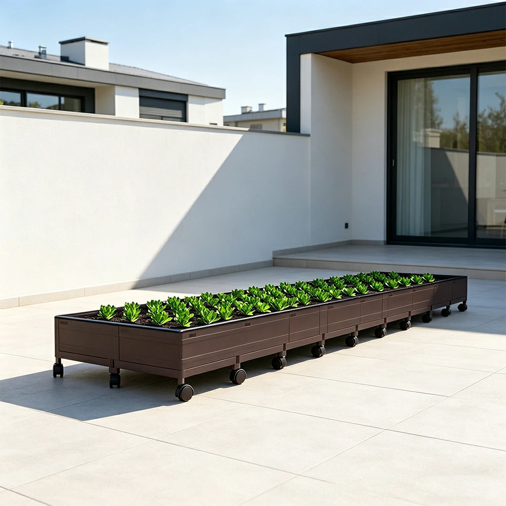 SOLARA Heavy Duty Raised Garden Bed Reinforced PP Outdoor Planter Box 432L for Balcony Patio Garden - Black