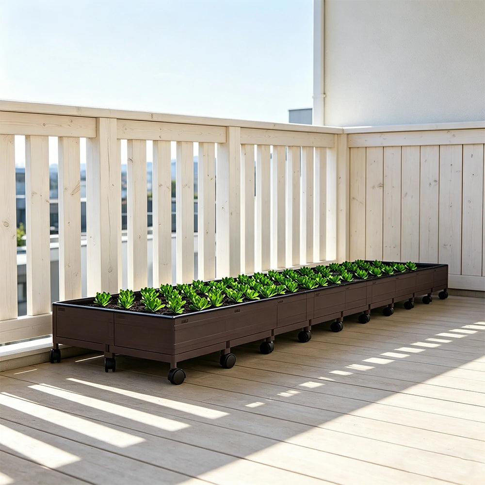 SOLARA Heavy Duty Raised Garden Bed Reinforced PP Outdoor Planter Box 432L for Balcony Patio Garden - Black