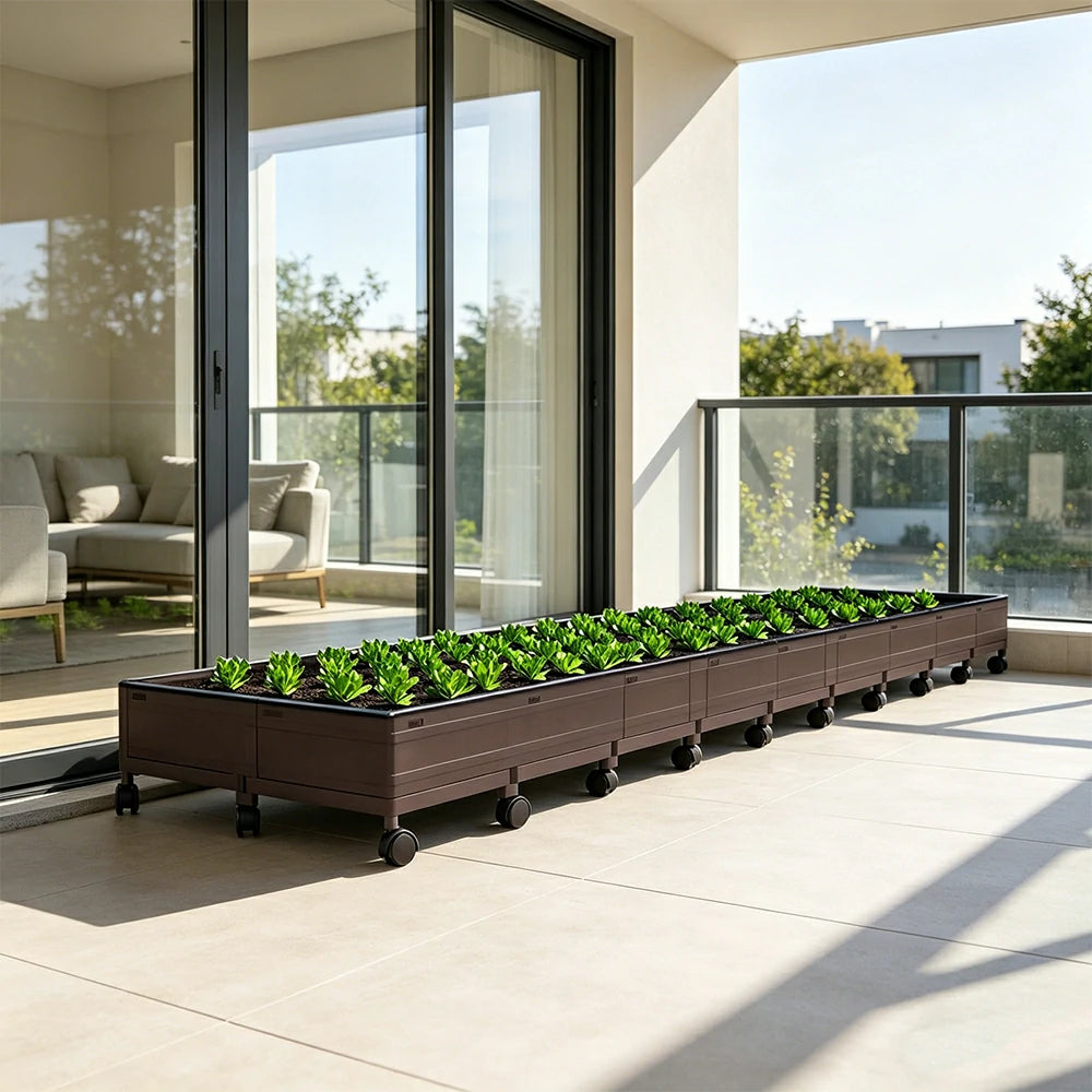 SOLARA Heavy Duty Raised Garden Bed Reinforced PP Outdoor Planter Box 432L for Balcony Patio Garden - Black