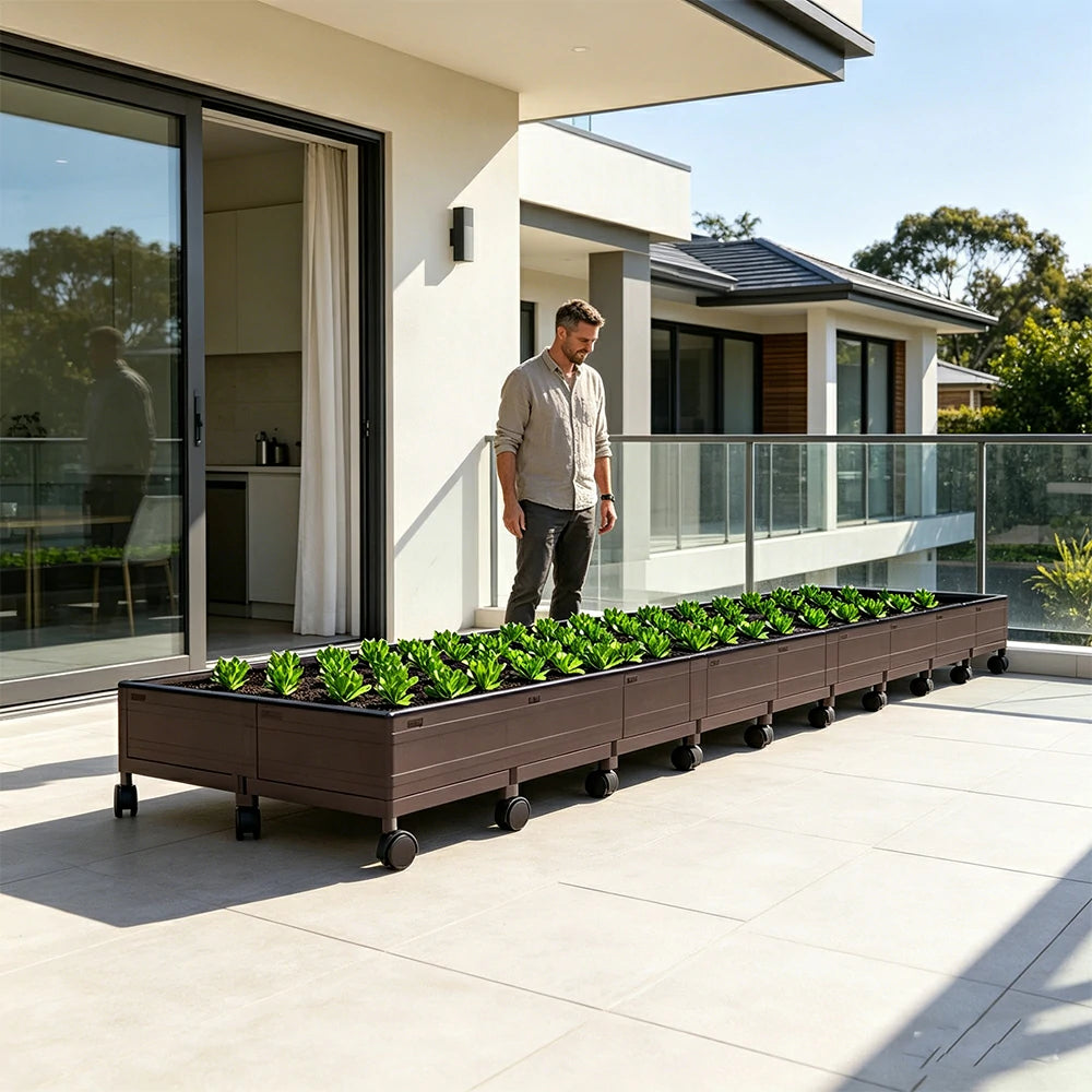 SOLARA Heavy Duty Raised Garden Bed Reinforced PP Outdoor Planter Box 432L for Balcony Patio Garden - Black