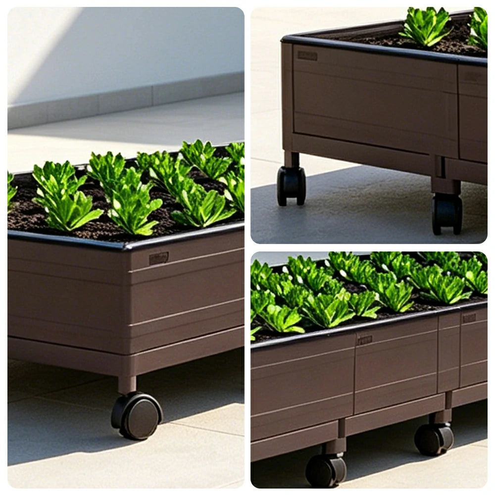 SOLARA Heavy Duty Raised Garden Bed Reinforced PP Outdoor Planter Box 432L for Balcony Patio Garden - Black