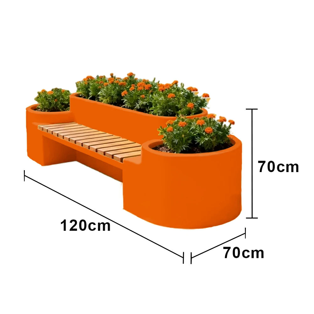SOLARA 120/150/180cm Outdoor Metal Planter Box Thick Galvanized Steel Frame with High-Temp Coating for Commercial Patio Terrace - Orange
