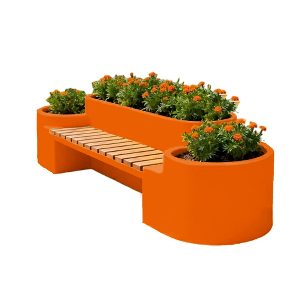 SOLARA 120/150/180cm Outdoor Metal Planter Box Thick Galvanized Steel Frame with High-Temp Coating for Commercial Patio Terrace - Orange