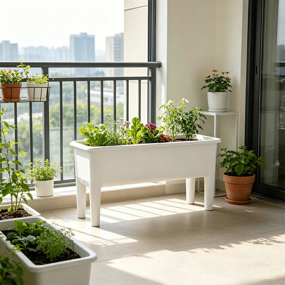 SOLARA Raised Garden Bed with Water Management System Ergonomic Outdoor Planter for Balcony Patio Indoor Garden