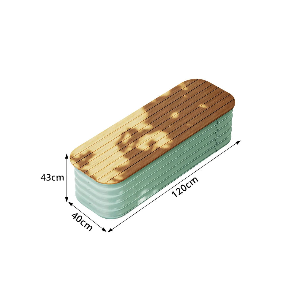 SOLARA Modular Raised Garden Bed with WPC Seat Cover Water Storage Outdoor Planter Box 120x40x43cm for Balcony Patio - Green