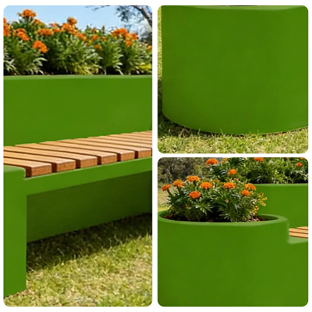 SOLARA 120/150/180cm Outdoor Metal Planter Box Thick Galvanized Steel Frame with High-Temp Coating for Commercial Patio Terrace - Green
