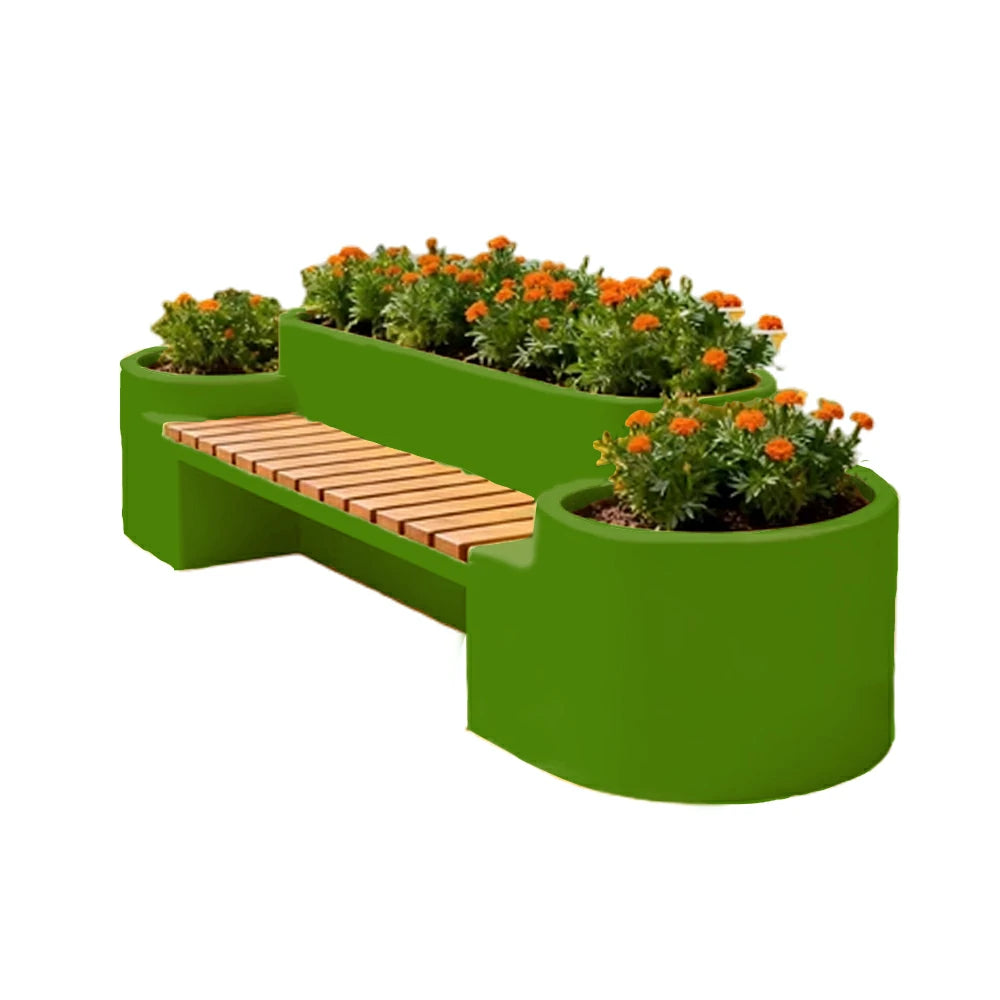 SOLARA 120/150/180cm Outdoor Metal Planter Box Thick Galvanized Steel Frame with High-Temp Coating for Commercial Patio Terrace - Green