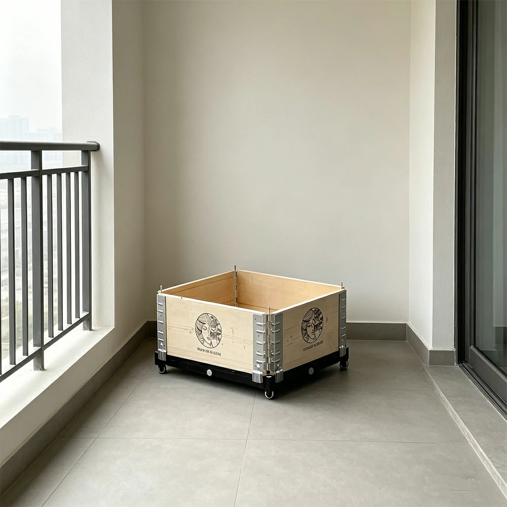 SOLARA Solid Wood Raised Garden Bed with Reinforced Frame Grow Bag Planter Box 50x40x26.5cm for Balcony Patio