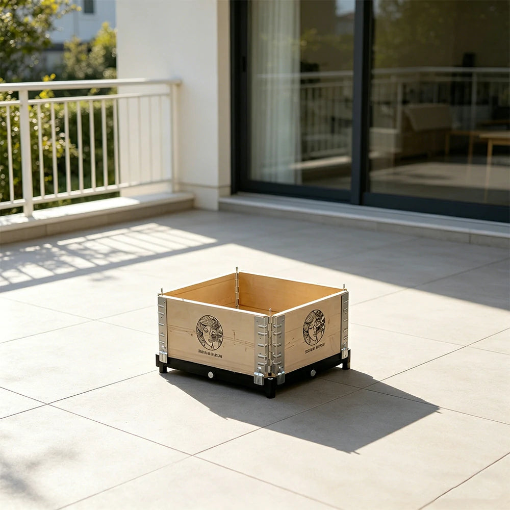 SOLARA Solid Wood Raised Garden Bed with Reinforced Frame Grow Bag Planter Box 50x40x26.5cm for Balcony Patio