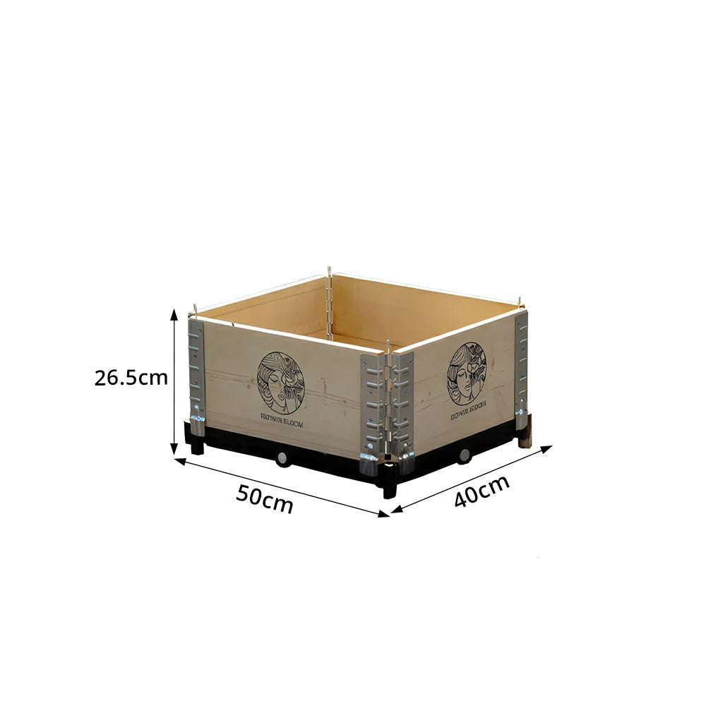 SOLARA Solid Wood Raised Garden Bed with Reinforced Frame Grow Bag Planter Box 50x40x26.5cm for Balcony Patio