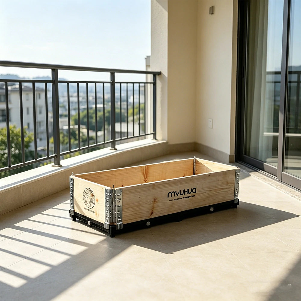SOLARA Solid Wood Raised Garden Bed with Reinforced Frame Grow Bag Planter Box 100x40x26.5cm for Balcony Patio