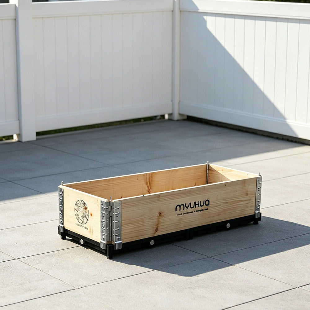 SOLARA Solid Wood Raised Garden Bed with Reinforced Frame Grow Bag Planter Box 100x40x26.5cm for Balcony Patio