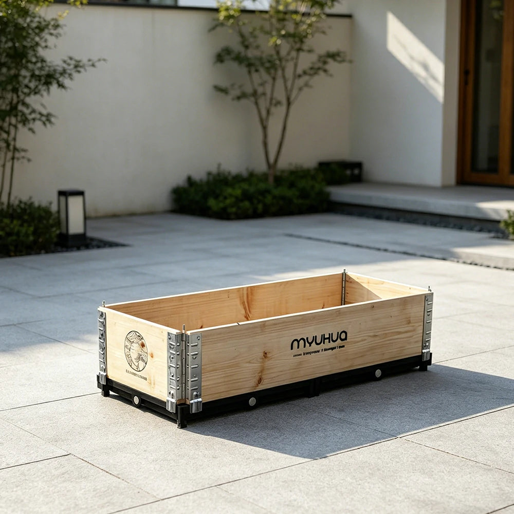 SOLARA Solid Wood Raised Garden Bed with Reinforced Frame Grow Bag Planter Box 100x40x26.5cm for Balcony Patio
