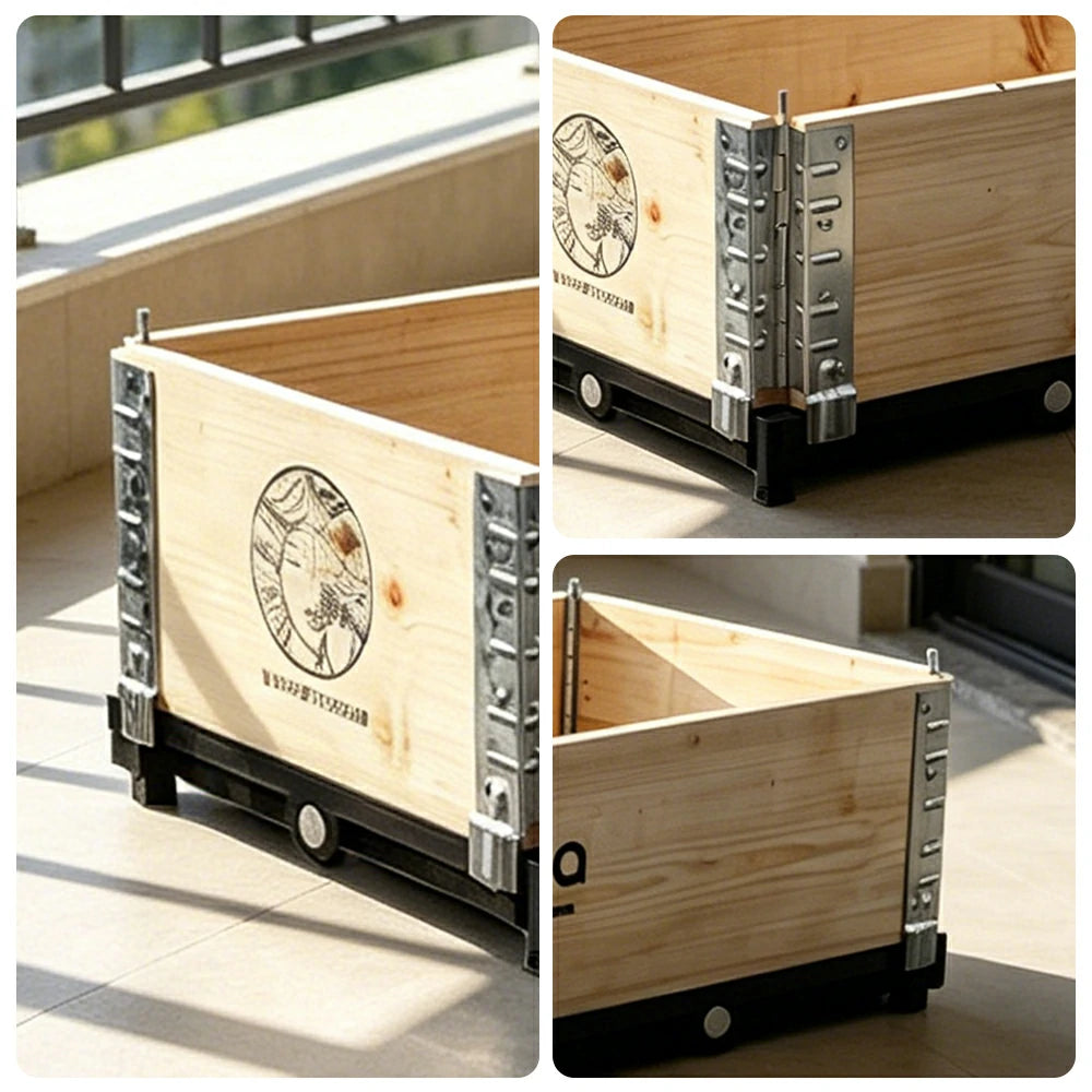 SOLARA Solid Wood Raised Garden Bed with Reinforced Frame Grow Bag Planter Box 100x40x26.5cm for Balcony Patio