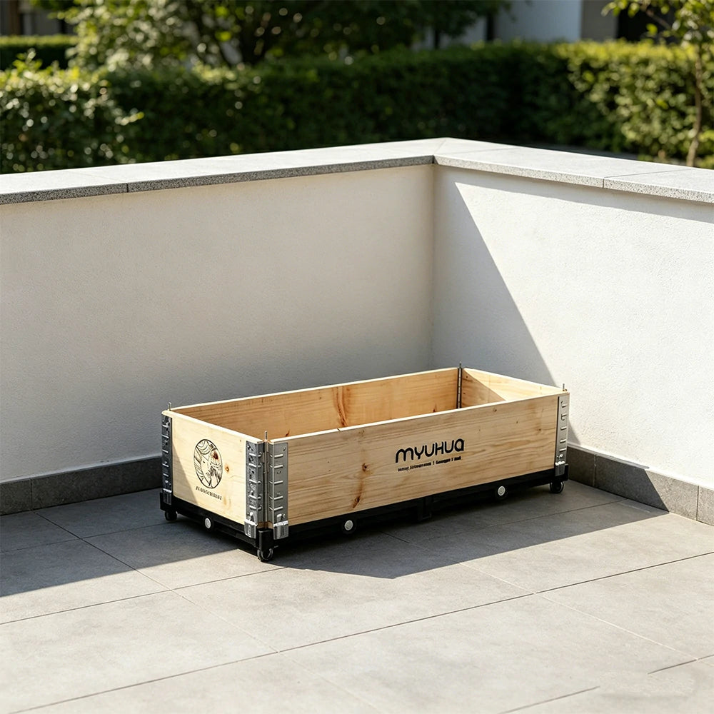 SOLARA Solid Wood Raised Garden Bed with Reinforced Frame Grow Bag Planter Box 120x50x26.5cm for Balcony Patio