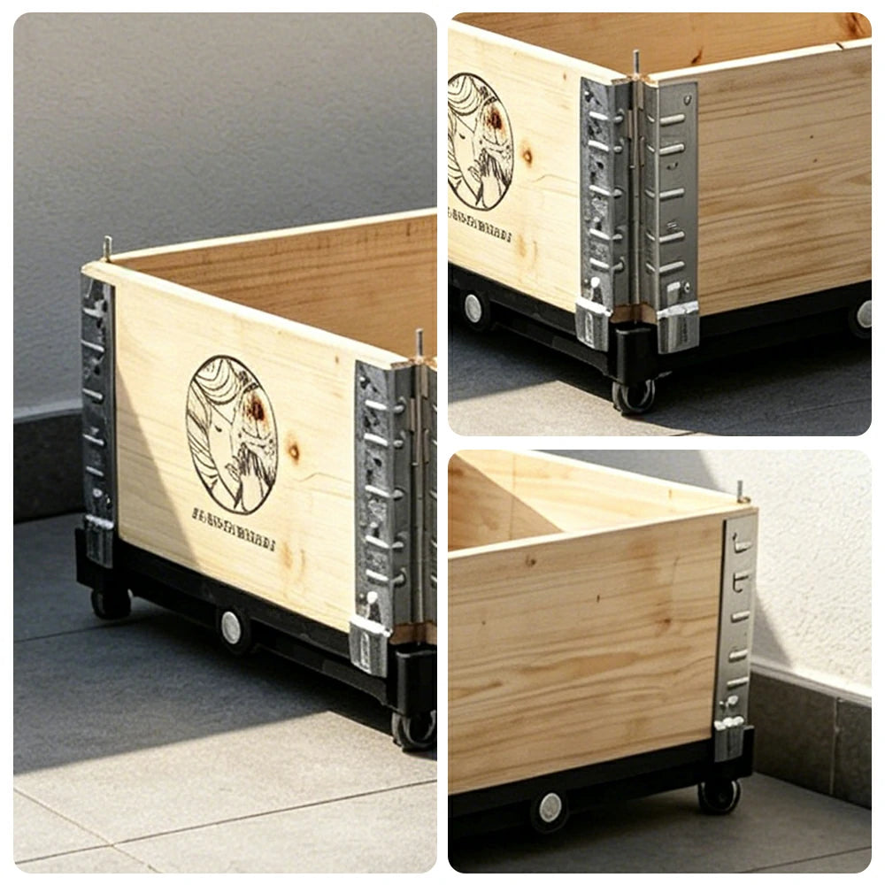 SOLARA Solid Wood Raised Garden Bed with Reinforced Frame Grow Bag Planter Box 120x50x26.5cm for Balcony Patio