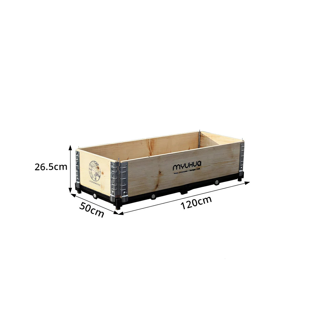SOLARA Solid Wood Raised Garden Bed with Reinforced Frame Grow Bag Planter Box 120x50x26.5cm for Balcony Patio
