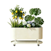 SOLARA Mobile Planter Box with Stainless Steel Frame Leak-Proof Rolling Garden Bed 80/100/120cm for Indoor Outdoor - White