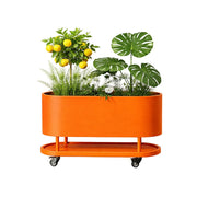 SOLARA Mobile Planter Box with Stainless Steel Frame Leak-Proof Rolling Garden Bed 80/100/120cm for Indoor Outdoor - Orange