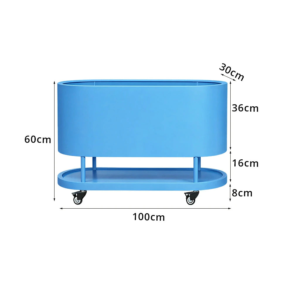 SOLARA Mobile Planter Box with Stainless Steel Frame Leak-Proof Rolling Garden Bed 80/100/120cm for Indoor Outdoor - Blue