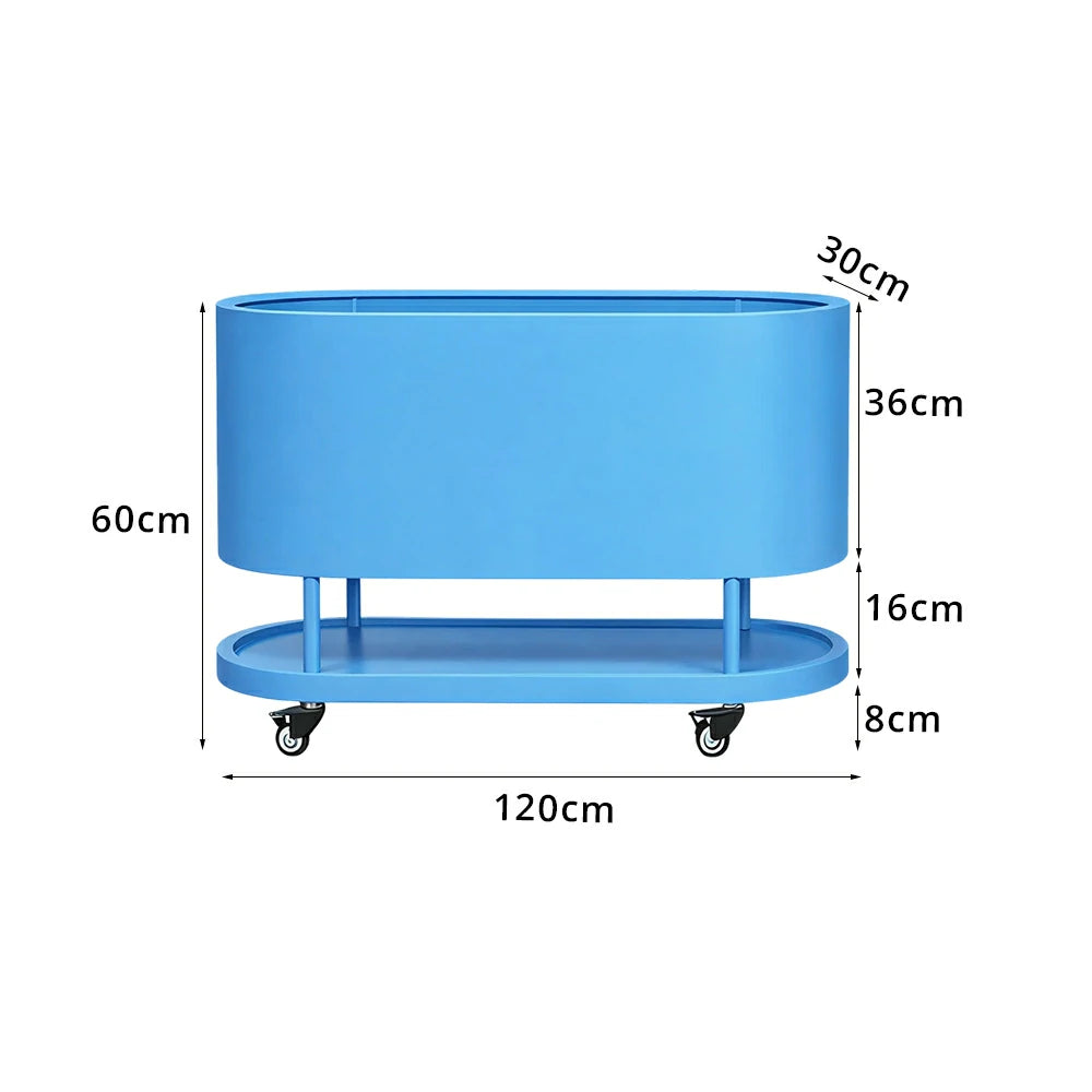 SOLARA Mobile Planter Box with Stainless Steel Frame Leak-Proof Rolling Garden Bed 80/100/120cm for Indoor Outdoor - Blue