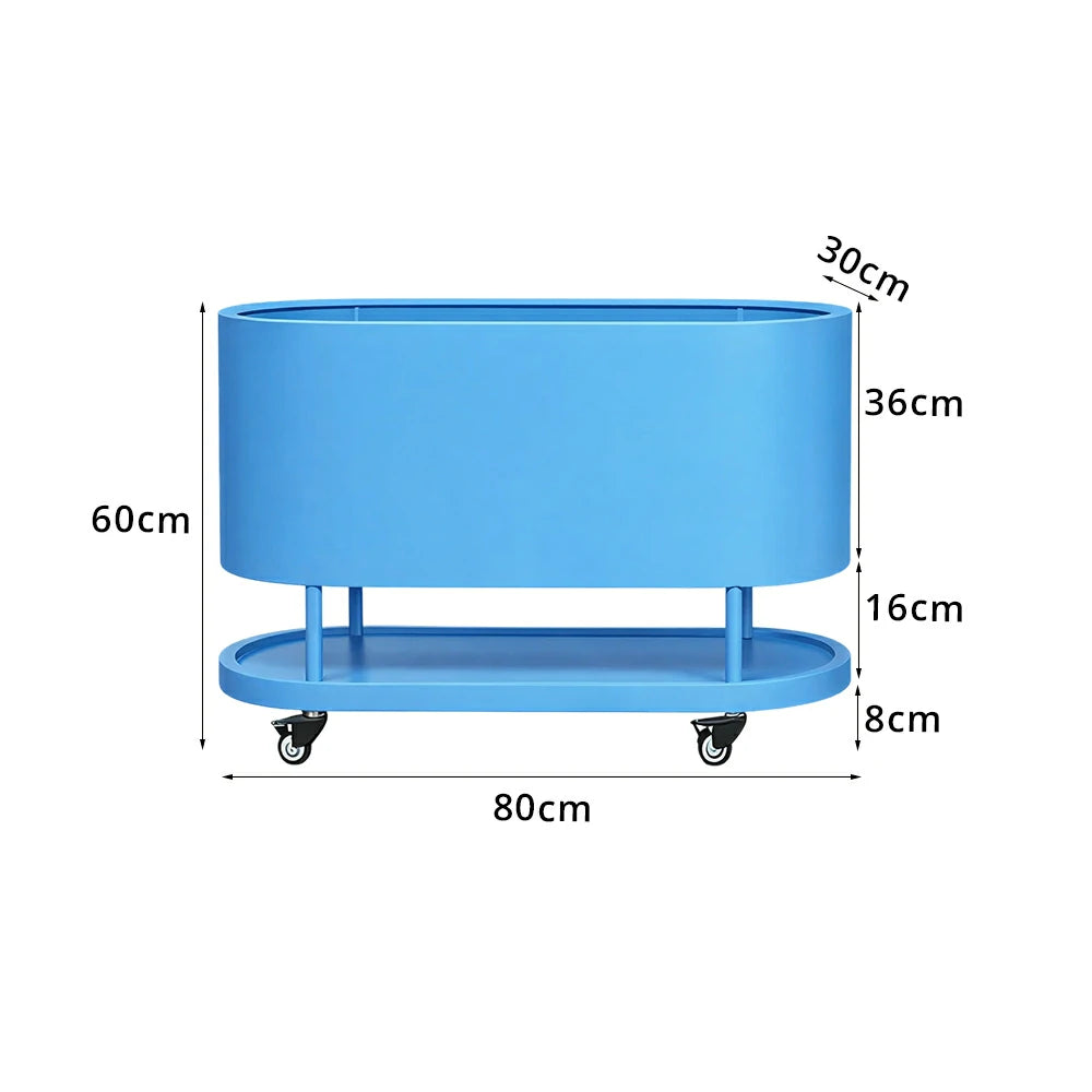 SOLARA Mobile Planter Box with Stainless Steel Frame Leak-Proof Rolling Garden Bed 80/100/120cm for Indoor Outdoor - Blue