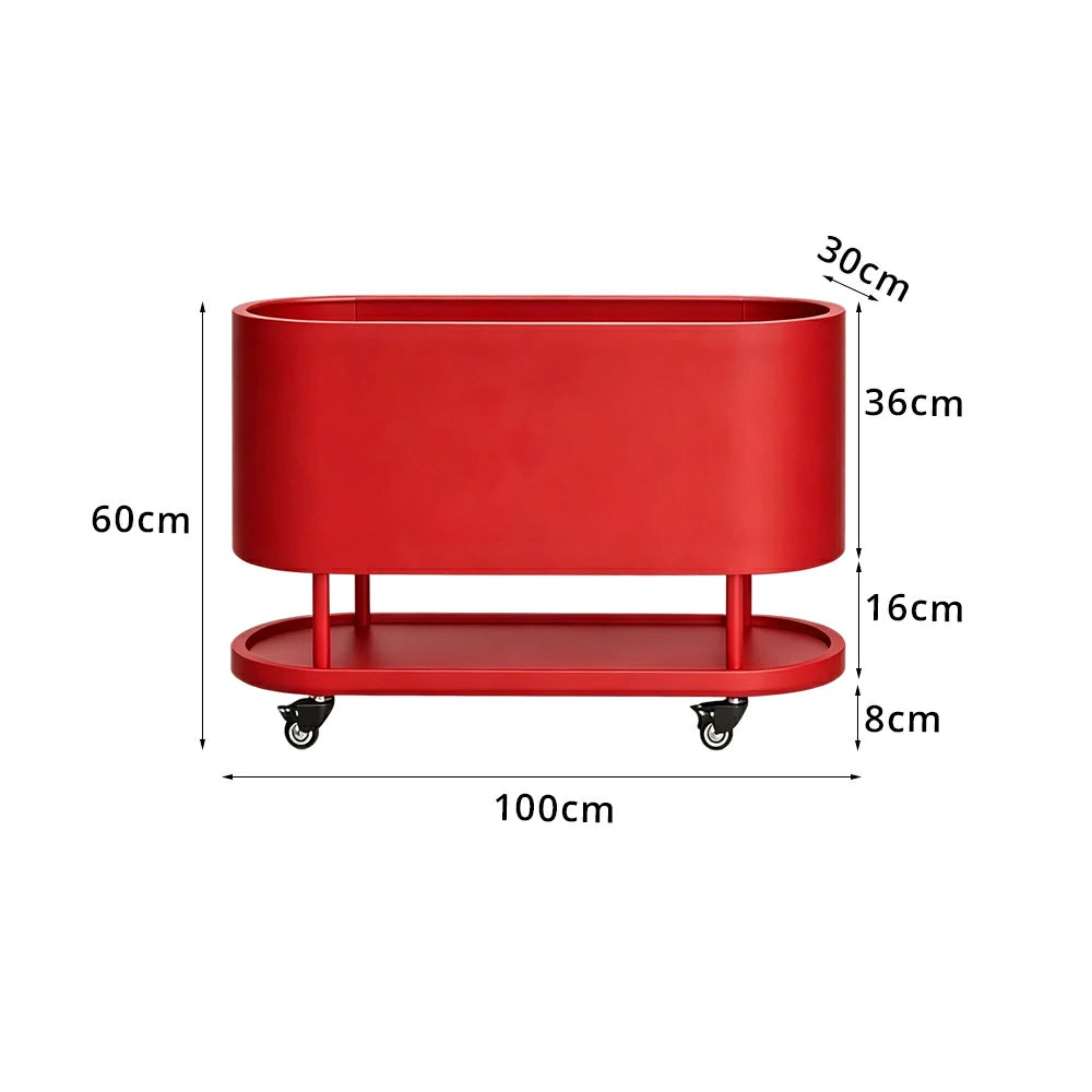 SOLARA Mobile Planter Box with Stainless Steel Frame Leak-Proof Rolling Garden Bed 80/100/120cm for Indoor Outdoor - Red