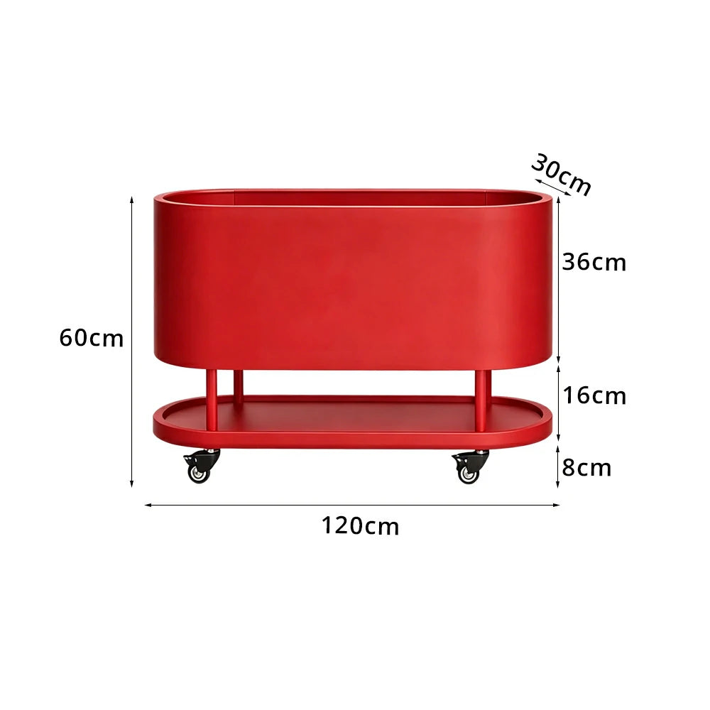 SOLARA Mobile Planter Box with Stainless Steel Frame Leak-Proof Rolling Garden Bed 80/100/120cm for Indoor Outdoor - Red