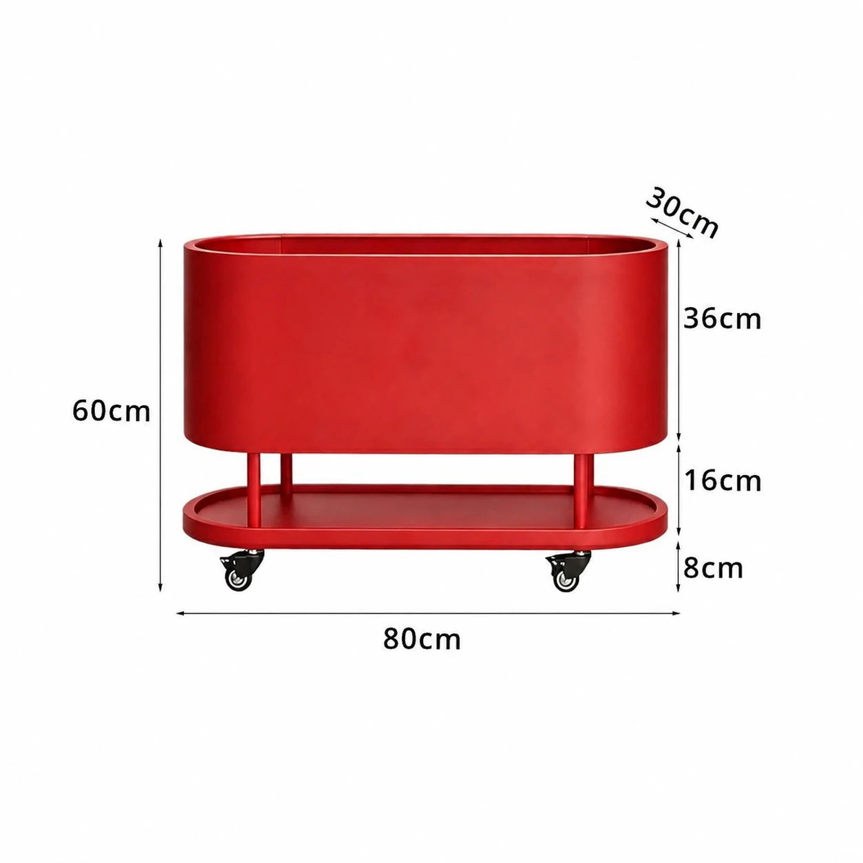 SOLARA Mobile Planter Box with Stainless Steel Frame Leak-Proof Rolling Garden Bed 80/100/120cm for Indoor Outdoor - Red
