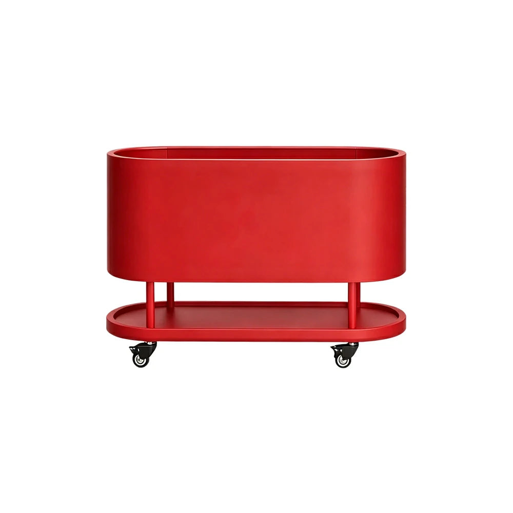 SOLARA Mobile Planter Box with Stainless Steel Frame Leak-Proof Rolling Garden Bed 80/100/120cm for Indoor Outdoor - Red