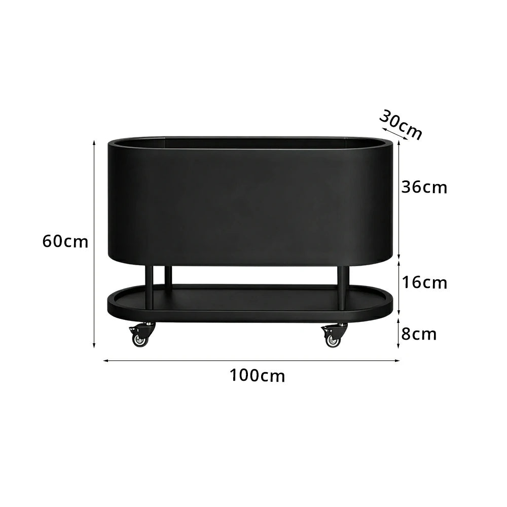 SOLARA Mobile Planter Box with Stainless Steel Frame Leak-Proof Rolling Garden Bed 80/100/120cm for Indoor Outdoor - Black