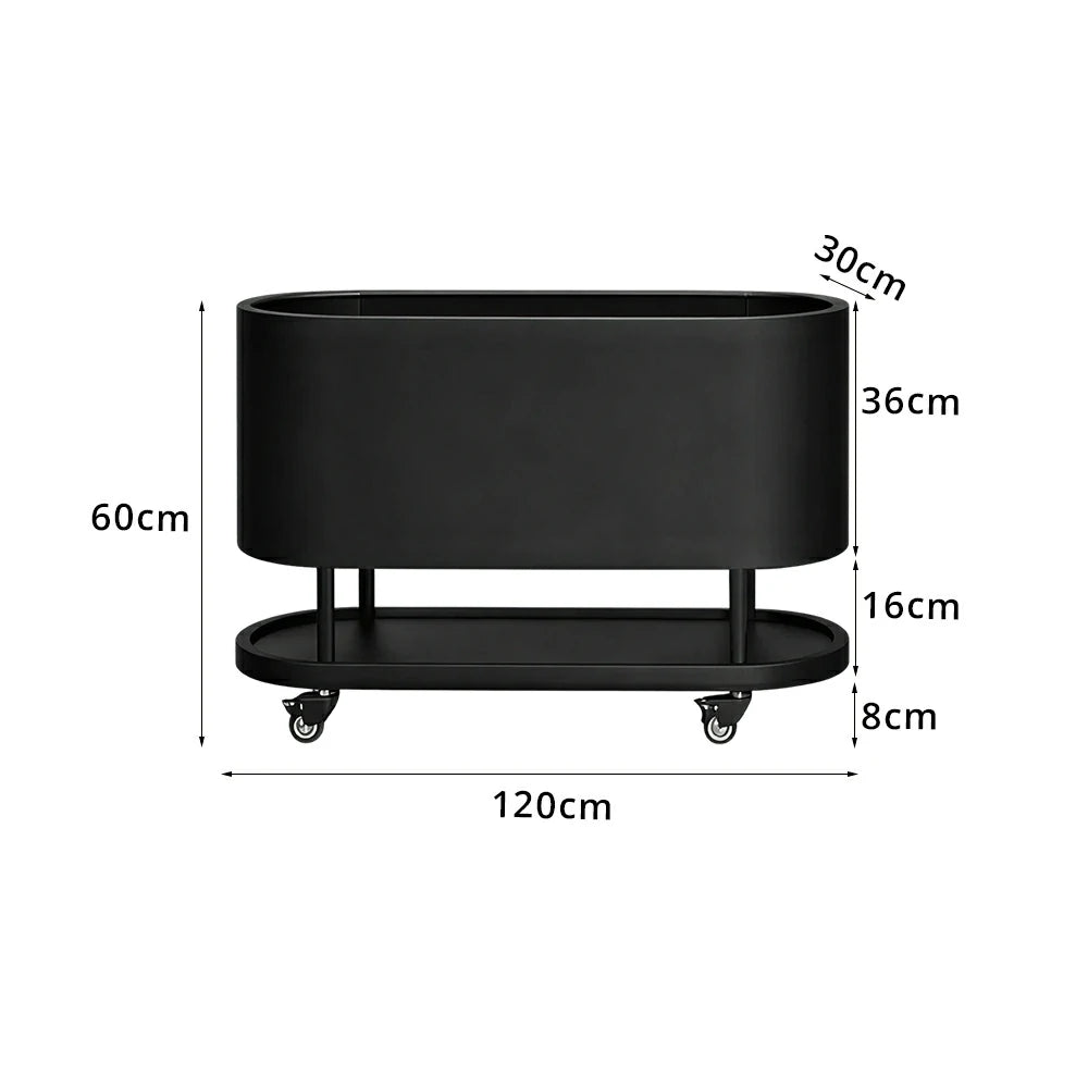 SOLARA Mobile Planter Box with Stainless Steel Frame Leak-Proof Rolling Garden Bed 80/100/120cm for Indoor Outdoor - Black