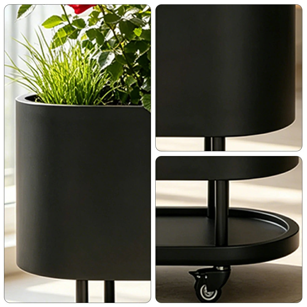 SOLARA Mobile Planter Box with Stainless Steel Frame Leak-Proof Rolling Garden Bed 80/100/120cm for Indoor Outdoor - Black