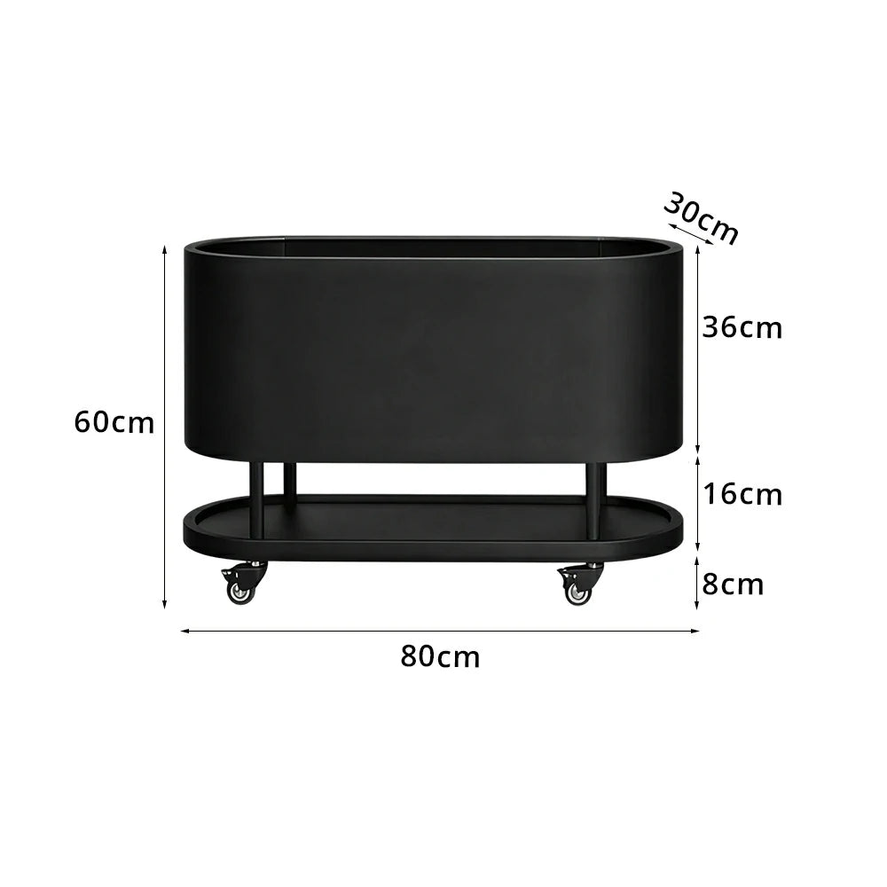 SOLARA Mobile Planter Box with Stainless Steel Frame Leak-Proof Rolling Garden Bed 80/100/120cm for Indoor Outdoor - Black