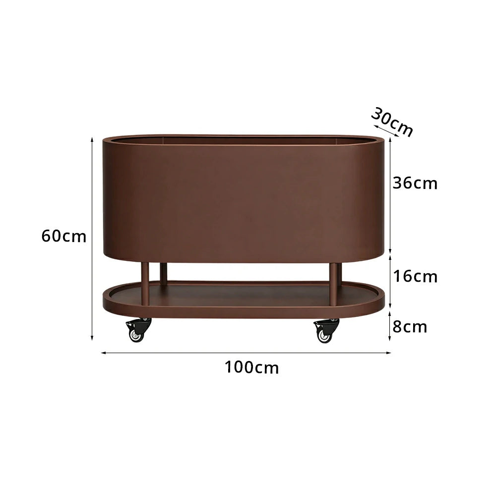 SOLARA Mobile Planter Box with Stainless Steel Frame Leak-Proof Rolling Garden Bed 80/100/120cm for Indoor Outdoor - Brown