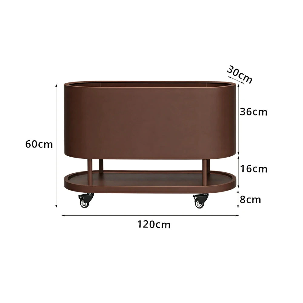 SOLARA Mobile Planter Box with Stainless Steel Frame Leak-Proof Rolling Garden Bed 80/100/120cm for Indoor Outdoor - Brown