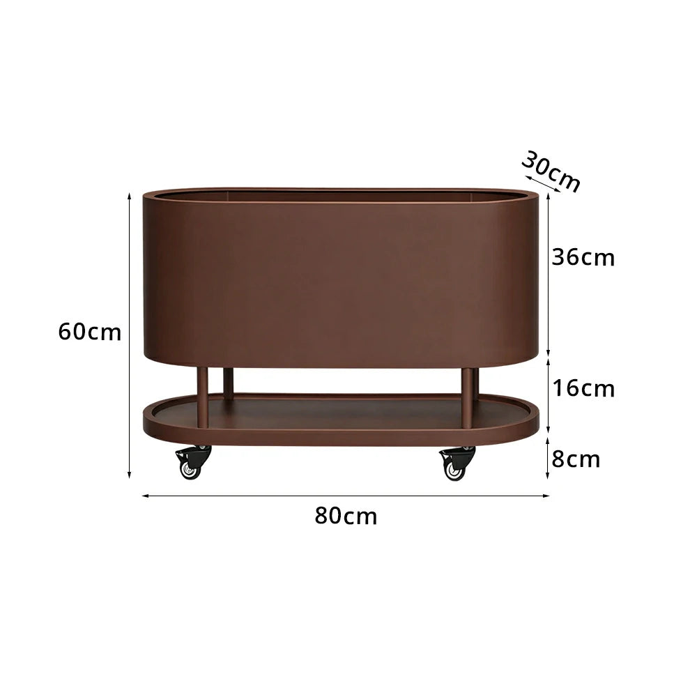 SOLARA Mobile Planter Box with Stainless Steel Frame Leak-Proof Rolling Garden Bed 80/100/120cm for Indoor Outdoor - Brown