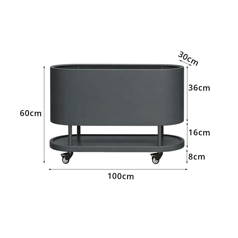 SOLARA Mobile Planter Box with Stainless Steel Frame Leak-Proof Rolling Garden Bed 80/100/120cm for Indoor Outdoor - Grey