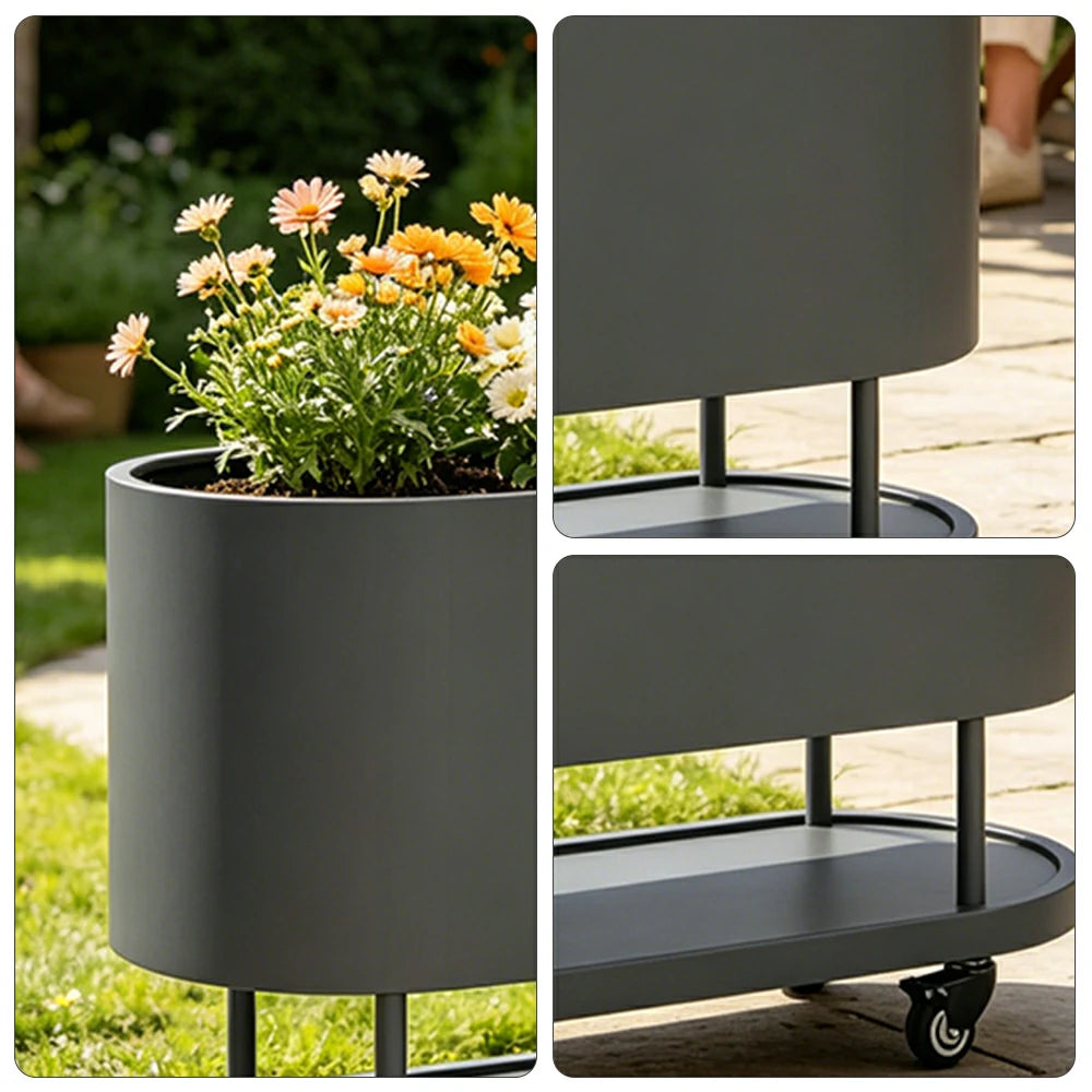 SOLARA Mobile Planter Box with Stainless Steel Frame Leak-Proof Rolling Garden Bed 80/100/120cm for Indoor Outdoor - Grey