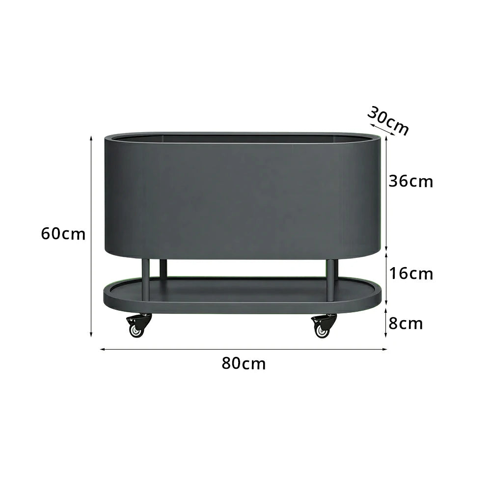 SOLARA Mobile Planter Box with Stainless Steel Frame Leak-Proof Rolling Garden Bed 80/100/120cm for Indoor Outdoor - Grey