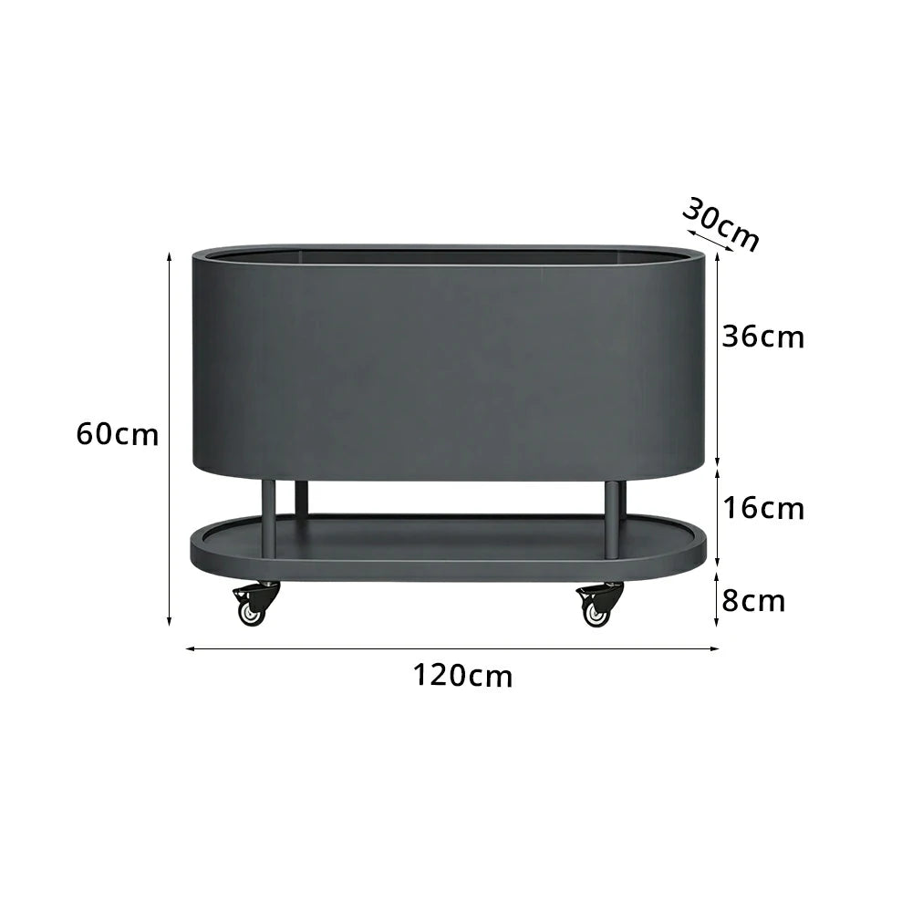 SOLARA Mobile Planter Box with Stainless Steel Frame Leak-Proof Rolling Garden Bed 80/100/120cm for Indoor Outdoor - Grey