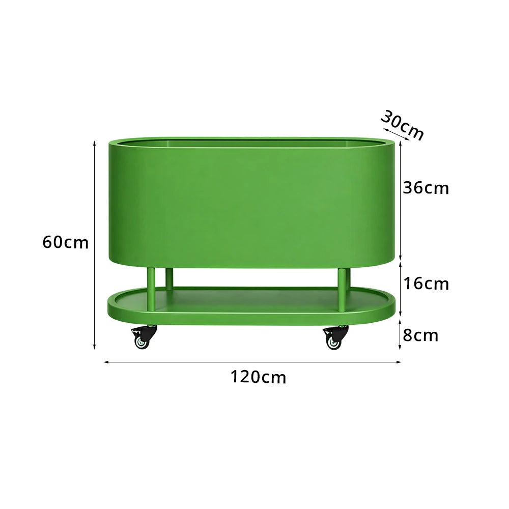 SOLARA Mobile Planter Box with Stainless Steel Frame Leak-Proof Rolling Garden Bed 80/100/120cm for Indoor Outdoor - Green