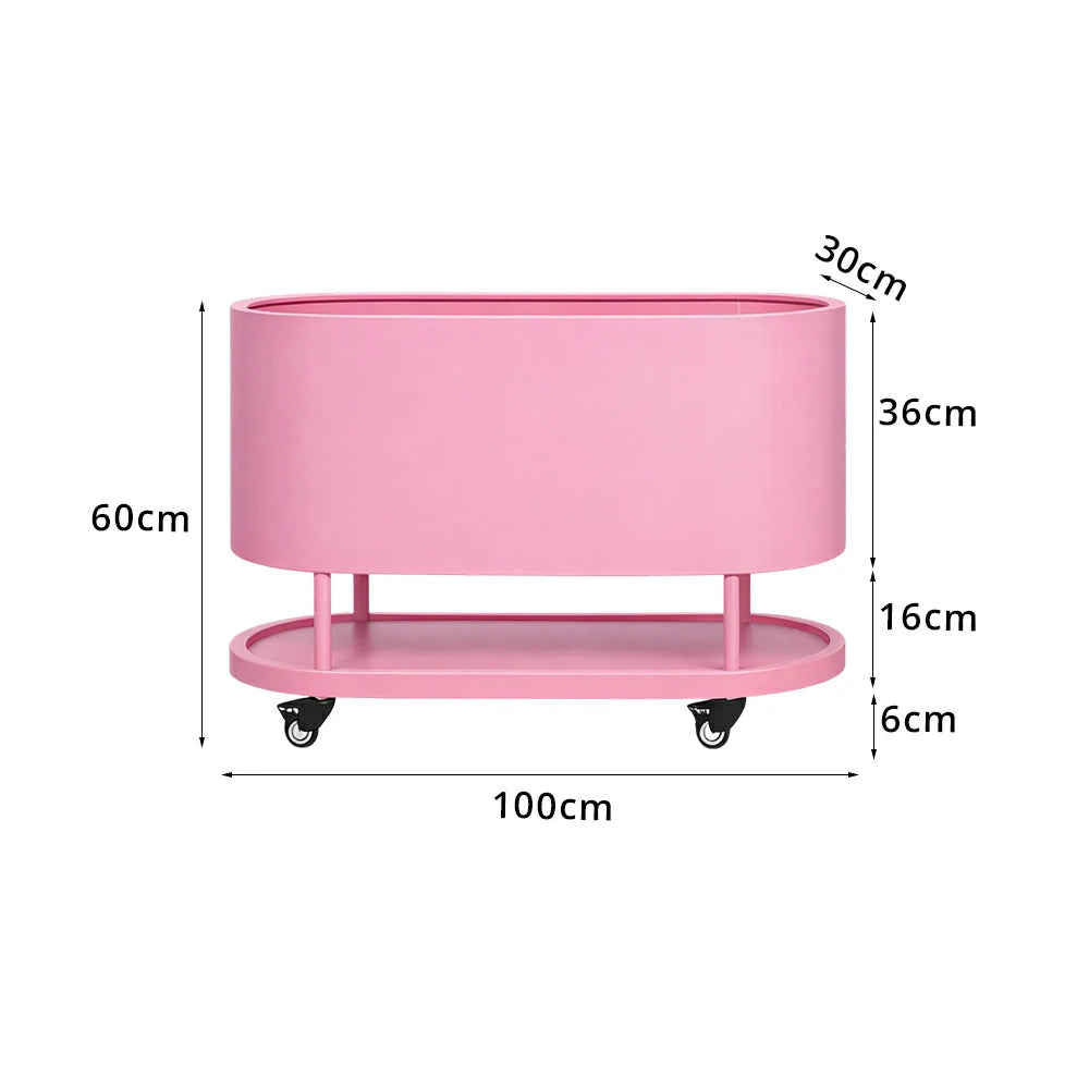 SOLARA Mobile Planter Box with Stainless Steel Frame Leak-Proof Rolling Garden Bed 80/100/120cm for Indoor Outdoor - Pink