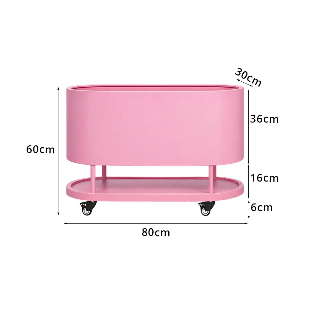SOLARA Mobile Planter Box with Stainless Steel Frame Leak-Proof Rolling Garden Bed 80/100/120cm for Indoor Outdoor - Pink