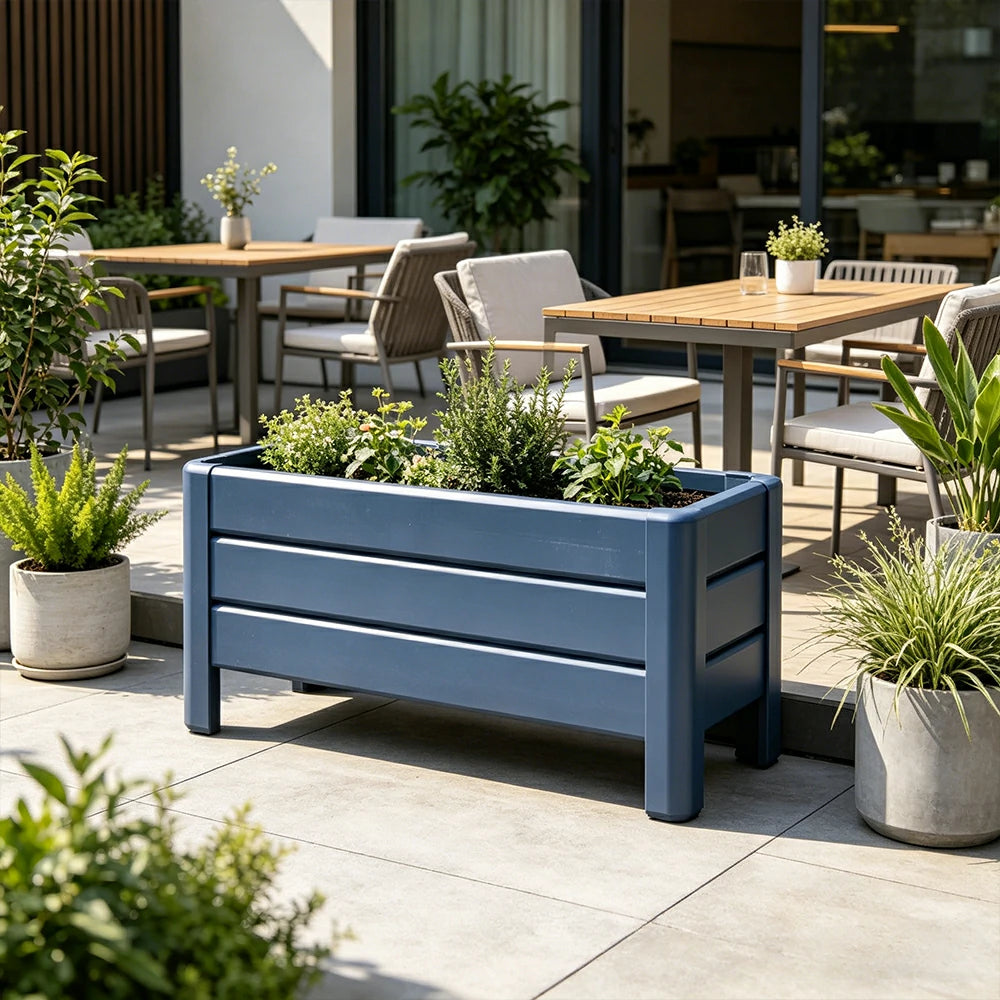 SOLARA Hollow Aluminum Raised Garden Bed Weather Resistant Outdoor Planter Box 100/120cm for Balcony Patio Garden