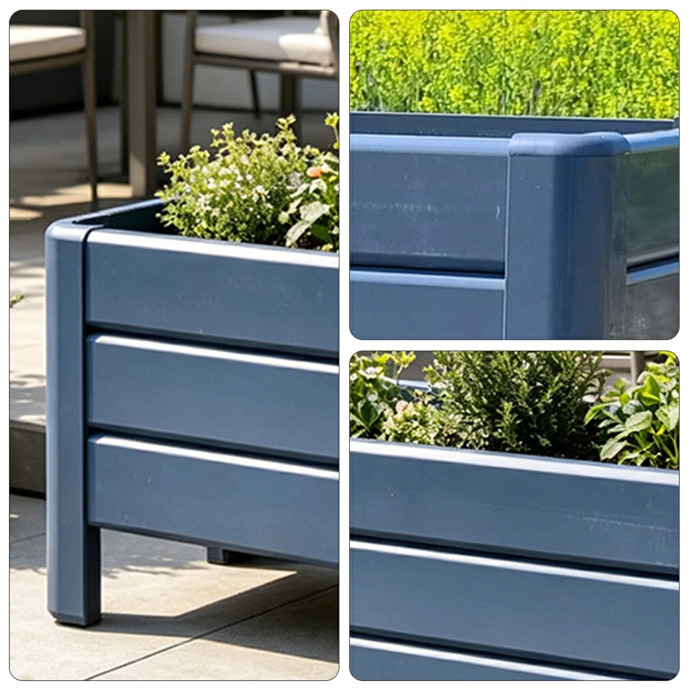 SOLARA Hollow Aluminum Raised Garden Bed Weather Resistant Outdoor Planter Box 100/120cm for Balcony Patio Garden
